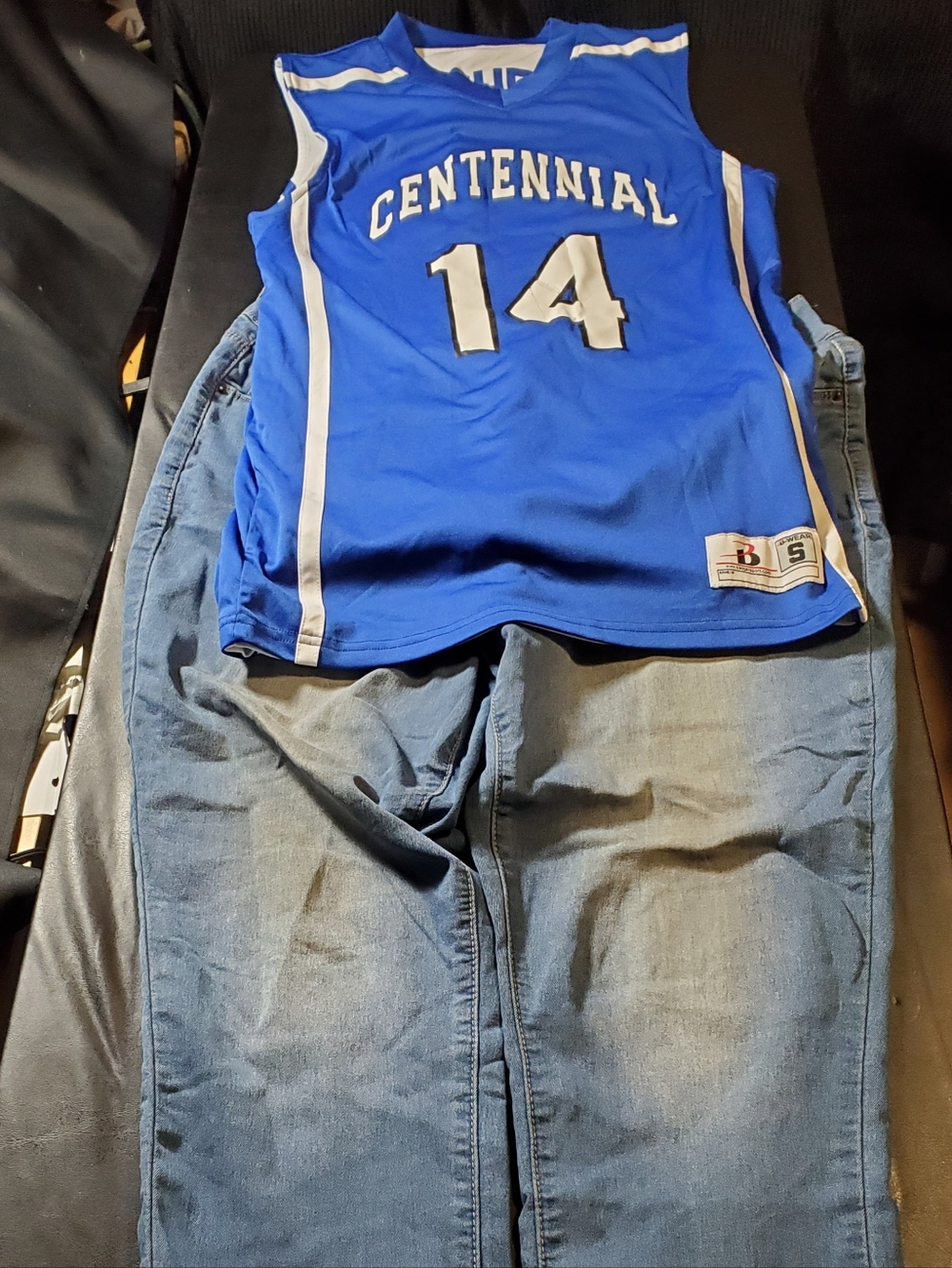 B-wear Jersey Blue Size S Sleveeless & Rayalty Denim Blue Size16w Pant